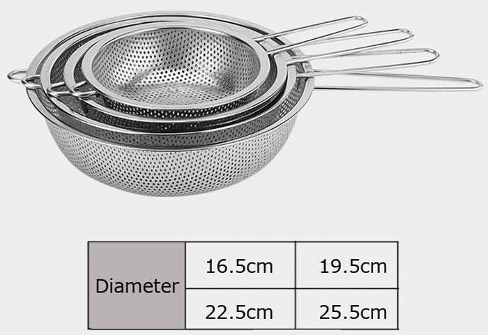 Non-Magmet Stainless Steel Handle Colander Set Of 4