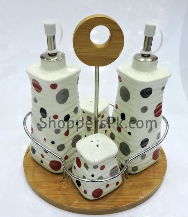 Buy 4 Pcs Ceramic Condiment Set Oil / Vinegar / Salt / Pepper With ...