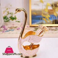 Orchid Duck Set of 6 Spoons and Spoon Rest Silver