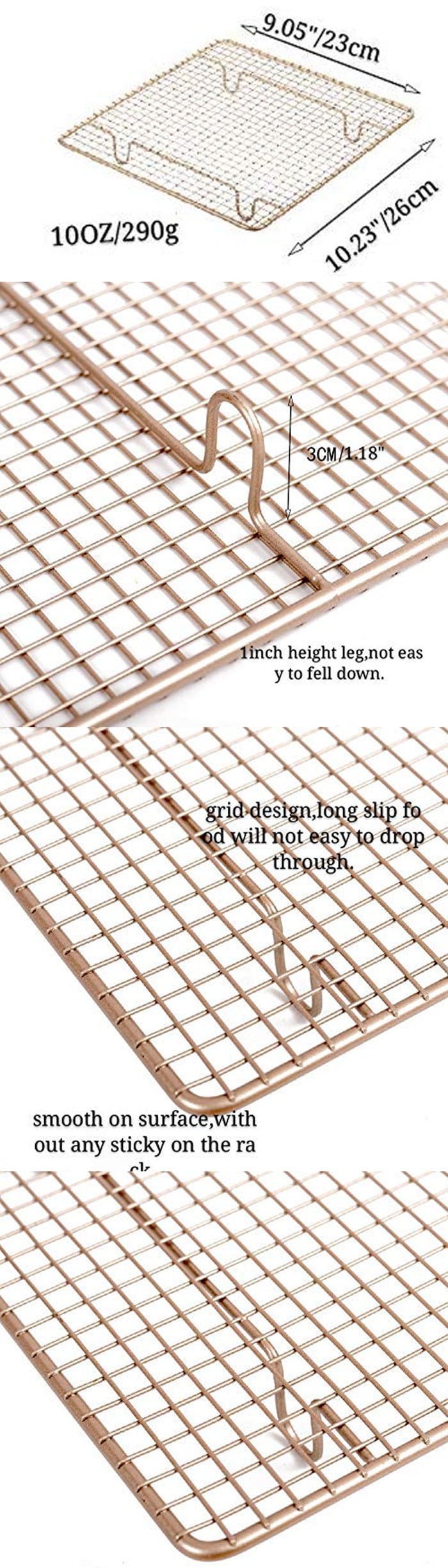 Pink Gold Carboon Steel Wire Cake Cooling Rack Square Size: 26 X 23 X 3Cm