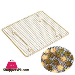 Pink Gold Carboon Steel Wire Cake Cooling Rack Square Size: 26 x 23 x 3cm