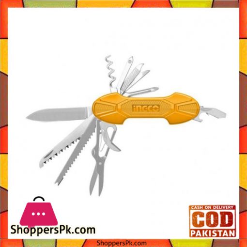 Pocket Knife With 14 Functions - Yellow And Silver