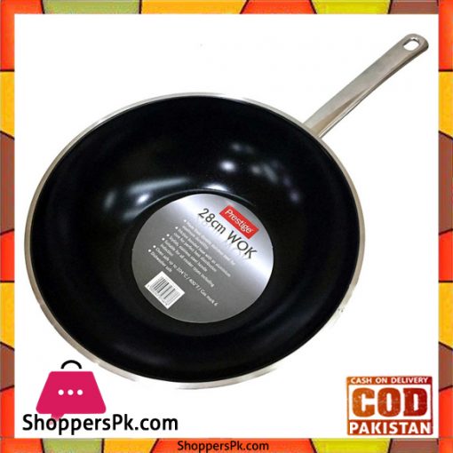Prestige Stainless Steel Wok Speckled Non-Stick Coated 28 Cm 07467