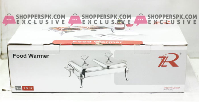 Royal Rectangular Buffet Serving Dish Food Warmer Set Of 2 Pcs 1.8 Liter