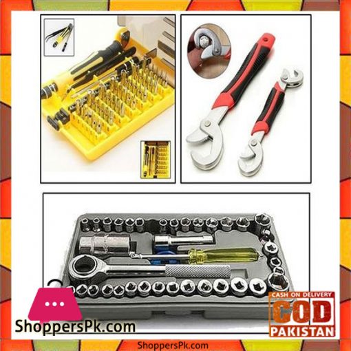 Pack Of 3 Tool Kit Wrench Toll Kit + Professional Hardware Tools + Snap N Grip Tools