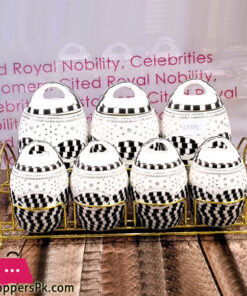 Solecasa Ceramic Canister Set 7 Piece With Metal Stand