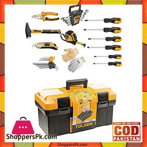 Tolsen Tool Box with Tool - 26 Pcs - Yellow & Black