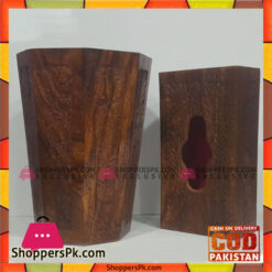 Wooden Carving Dustbin and Tissue Box Set