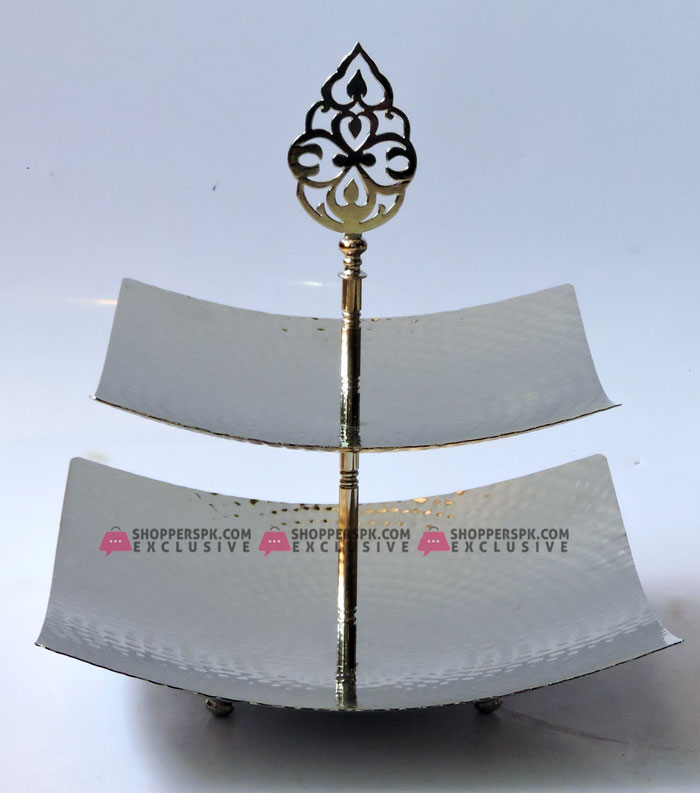 Orchid Dessert Display 2 Tier Tray Plated Square Metal