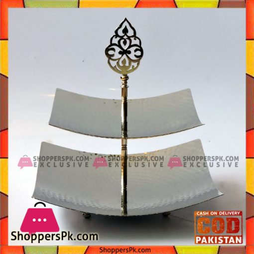 Orchid Dessert Display 2 Tier Tray Plated Square Metal