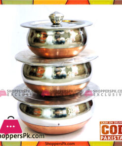 Stainless Steel Copper Base Indian Handi 3 Pcs Set