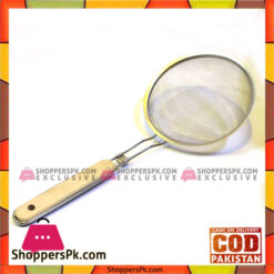 Wooden Handle Stainless Steel Colanders Strainers - Large 16 Inch