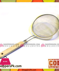 Wooden Handle Stainless Steel Colanders Strainers - Medium 14 Inch