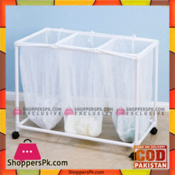 Plastic Lundry Sorter Triple Laundry Basket with Wheels YLT-0405F Price in Pakistan