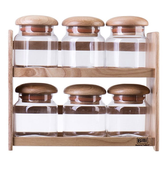 Billi High Quality 2 Layer Wooden Canister Set - Gw5566 Thailand Made
