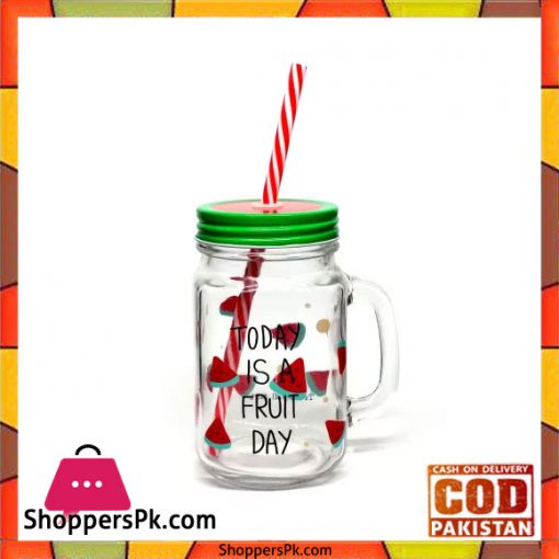 “Today Is A Fruit Day” 16 oz Mason Jar Strawhole Lid Mug