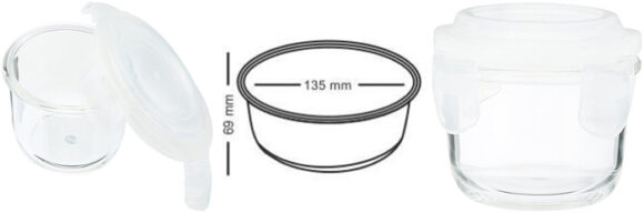 Borosil Microwavable Borosilicate Glass Klip N Store Round 400Ml 3-Pieces Lunch Box Set