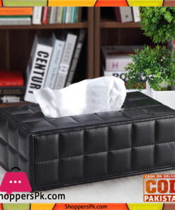Durable Home Car Rectangle PU Leather Tissue Box Cover Napkin Paper Black