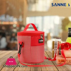 Microwavable Glass Klip N Store Round 580 ML 3-Pieces Lunch Box Set with Pouch