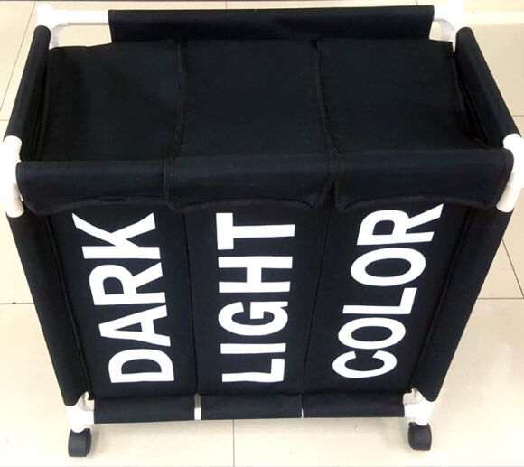 Oxford Laundry Clothes Basket With Wheels 3 Section