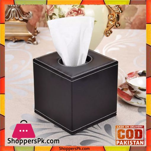 Square Tissue Box Covers Tissue Box Cube Tissue Holder Faux Leather for Home and Office