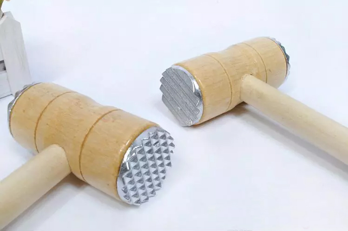 Wood Meat Tenderizers With Aluminium Teeth Kitchen Meat Tool 1 - Pcs
