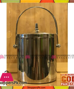 Stainless Steel Handle Ice Bucket Chrome Finish