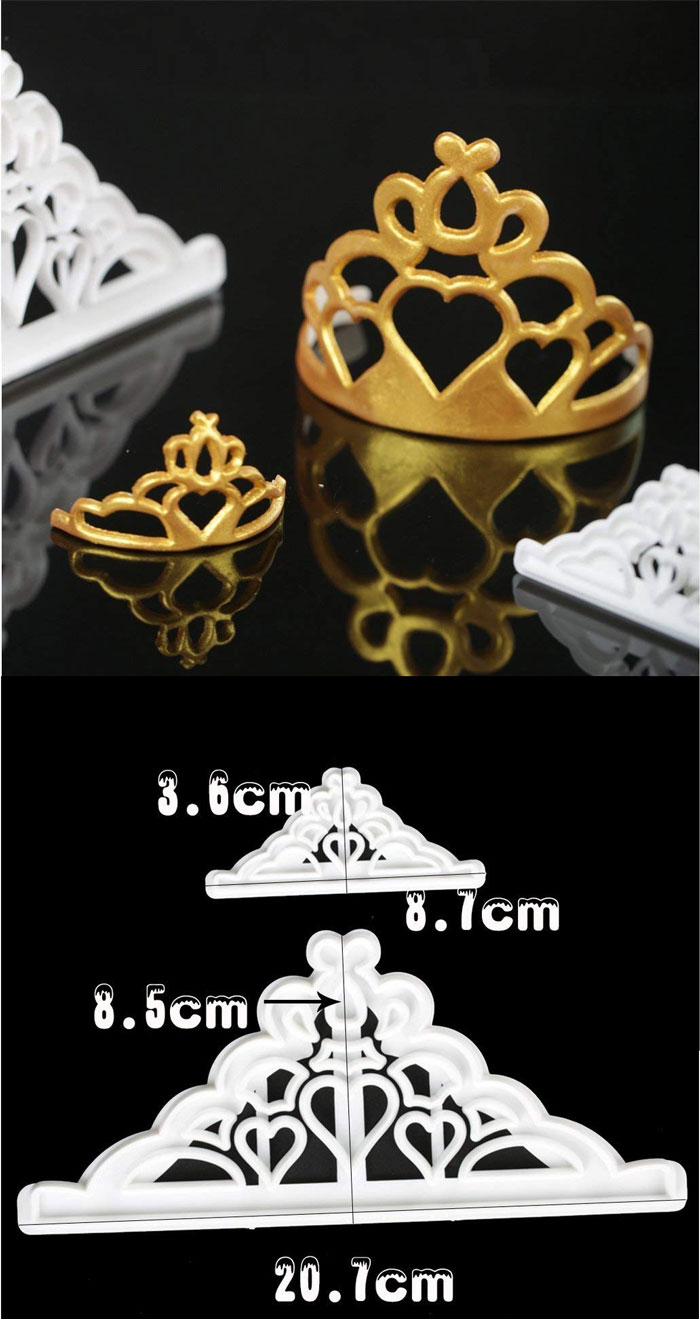 2 Pcs Sugarcraft Crown Set Plastic Fondant Cutter Cake Decorating Tools