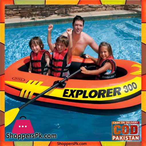 Intex Explorer 300 Compact Inflatable Three Person Raft Boat - 58332
