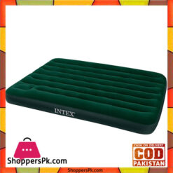 Intex Flocked Double Airbed With Built In Foot Pump - 66928