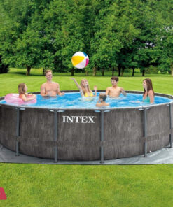 Intex Prism Frame Greywood Round Above Ground Pool 15 Feet x 4 Feet - 26742