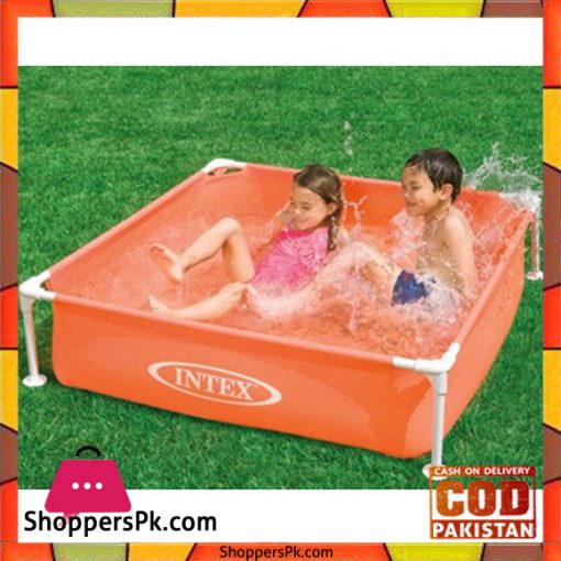 Intex Rectangular Metal Frame Swimming Pool For Children, Size -122 x 122 x 30 Cm" - 57171