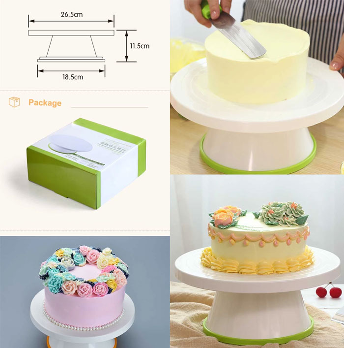 New Design Food Grade Plastic Revolving Cake Turntabe