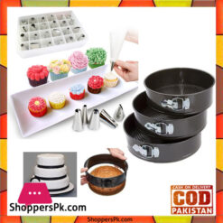 24 Pcs Decorating Nozzles With 3 Pcs Round Cake Pan