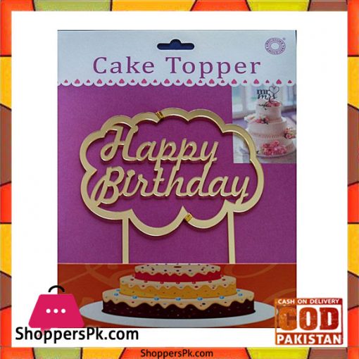 Acrylic Golden Cloud Happy Birthday Cake Topper