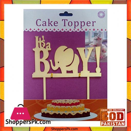 Acrylic Golden Its A Boy Cake Topper