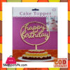 Acrylic Golden Round Happy Birthday Cake Topper