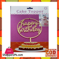 Acrylic Golden Round Happy Birthday Cake Topper