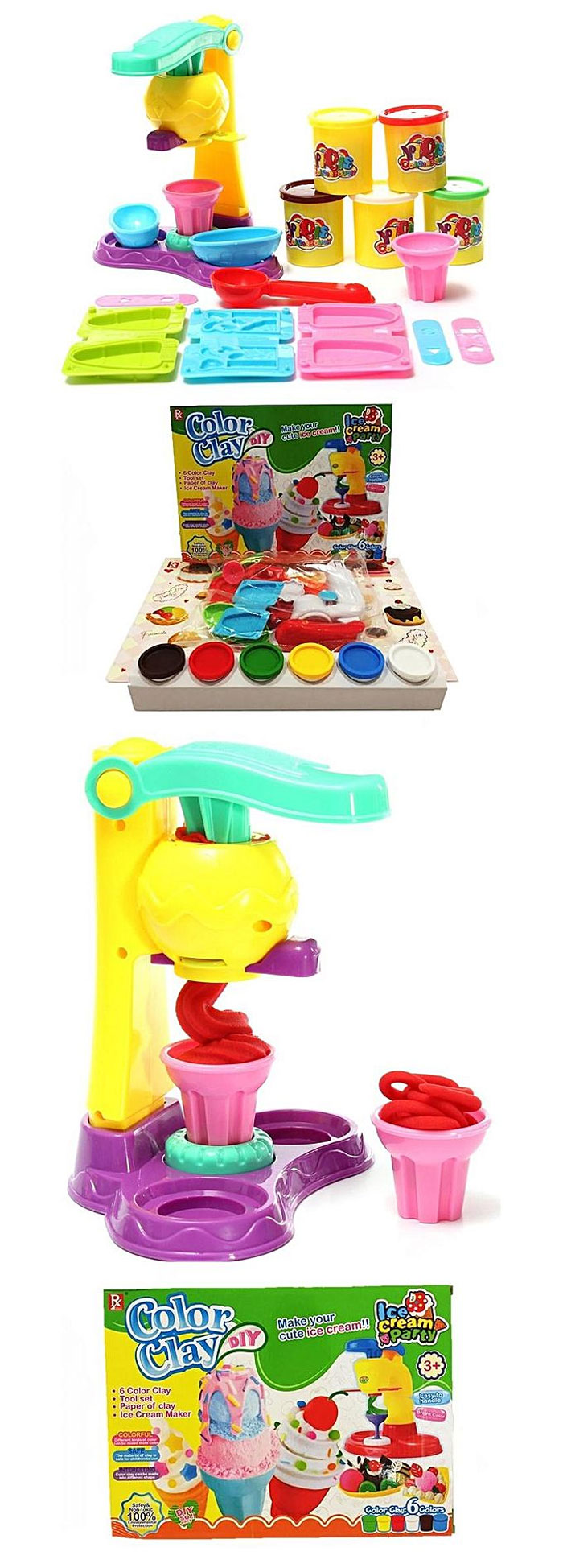 Diy Colour Clay Ice Cream Party - Multicolor