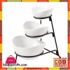 Dining 3 Tier Oval Bowl Set Ware with Metal Rack White -SY4448
