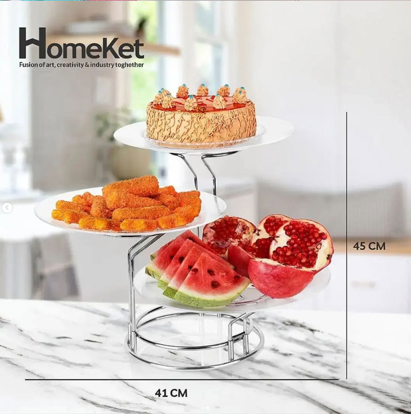 Homeket Metal Stand With Acrylic Dish 10 Inch