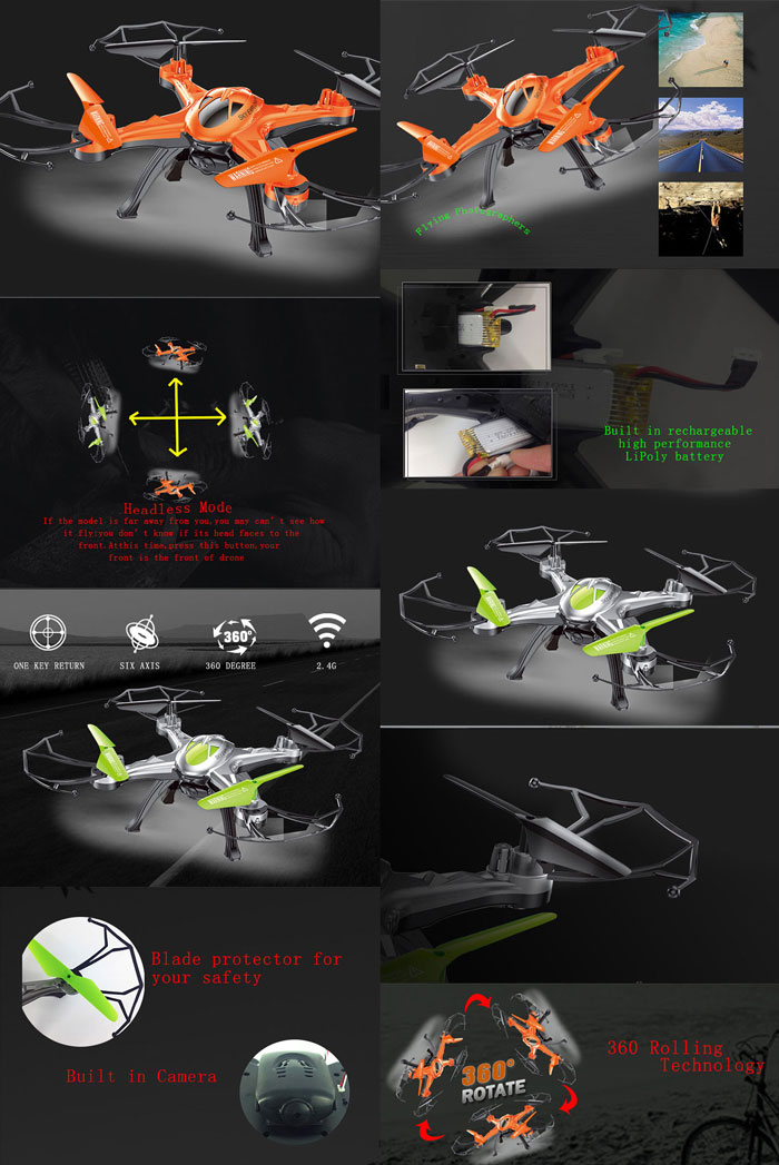 Lh-X16Dv 2.4G 6Ch 6-Axis Gyro Rc Camera Quadcopter 3D Fpv