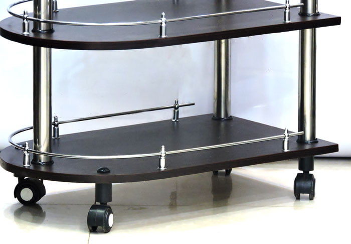 Lamination Lasani Wooden Round Style Tea Trolley