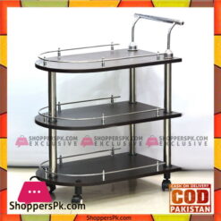 Lamination Lasani Wooden Round Style Tea Trolley