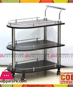 Lamination Lasani Wooden Round Style Tea Trolley
