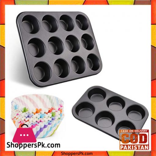Pack of 3 - Cupcakes Baking Trays With Cupcake Liner