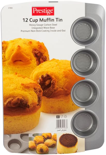 Prestige Muffin Tin With Bottom Design 12 Cup 57983