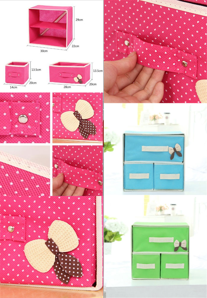 Foldable Fabric Storage Box Organizer 3 Drawer