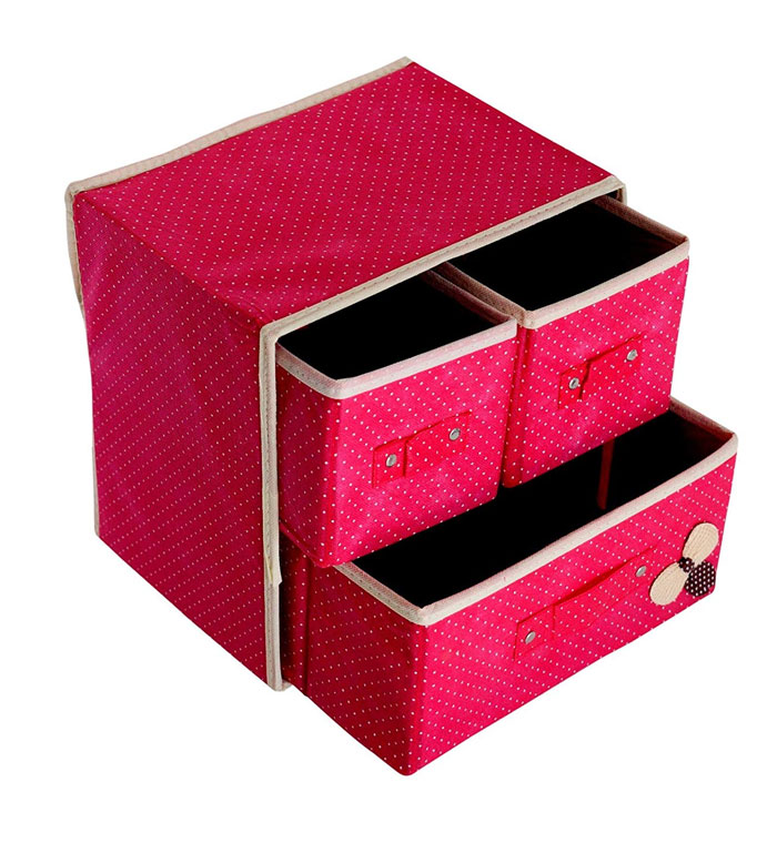 Foldable Fabric Storage Box Organizer 3 Drawer