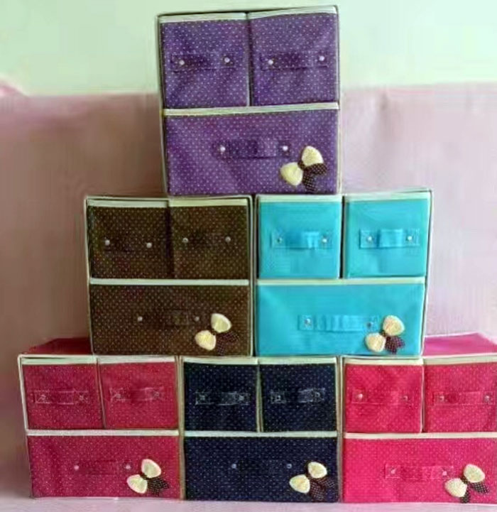 Foldable Fabric Storage Box Organizer 3 Drawer